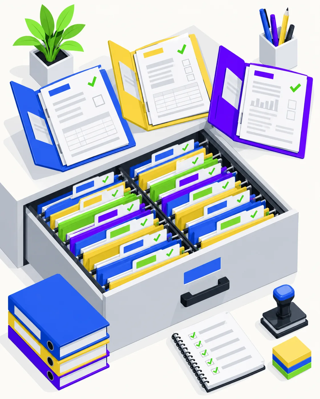 Expedientes de clientes organizados en SEMADI MULTISERVICES